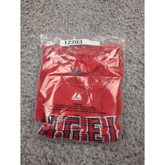 Anaheim Angels Shirt Men Medium Red Short Sleeve Majestic MLB Albert Pujols 5 - Picture 6 of 6